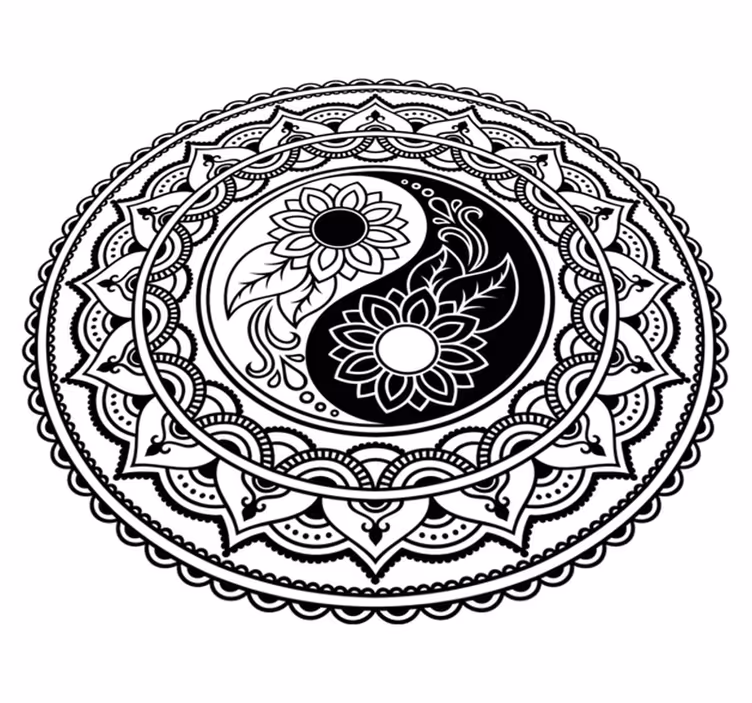 YIN YANG SUNFLOWERS mandala rug - TenStickers