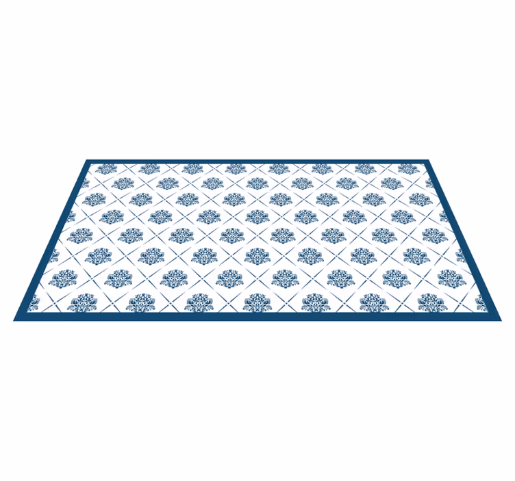 Floral blue motif bathroom mat - TenStickers