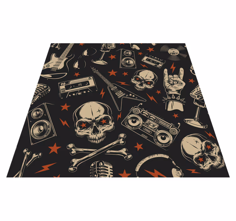 Rock Music Theme teenage bedroom rug - TenStickers