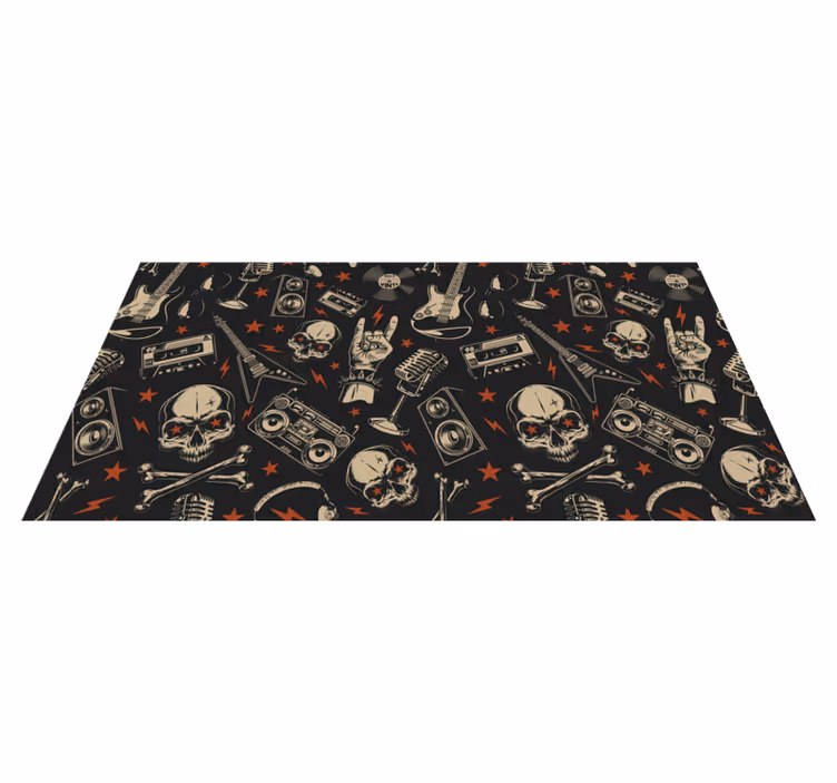 Skull Music Theme teenage bedroom rug - TenStickers
