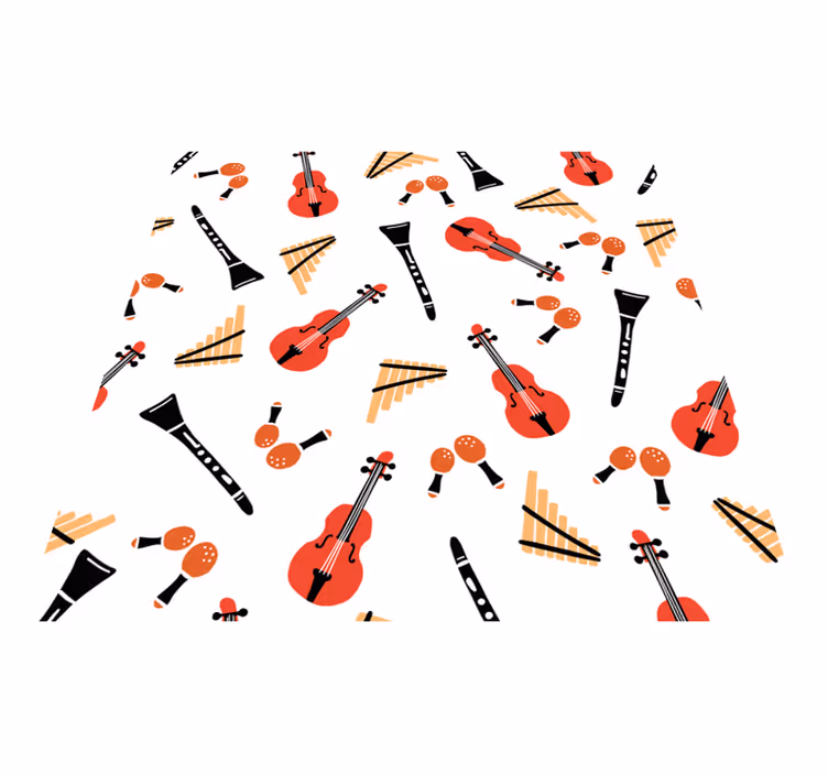 Kids rug with musical instrument designs - TenStickers