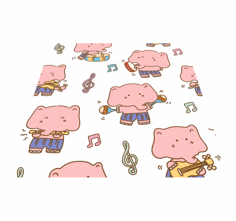 Elephant musician pattern  square vinyl rug - TenStickers