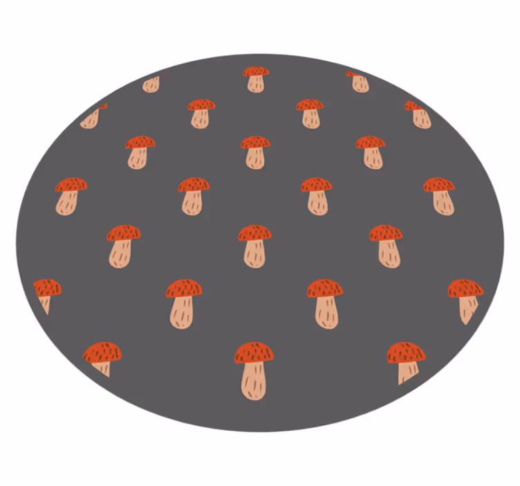 Mushroom Patterned Round kitchen mat - TenStickers