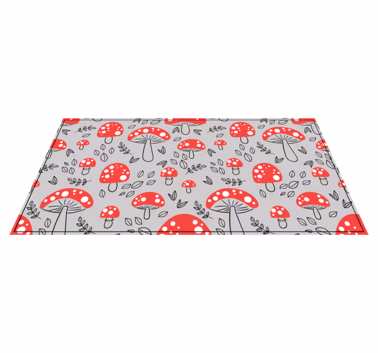 Classic mushrooms on gray background floral rug - TenStickers