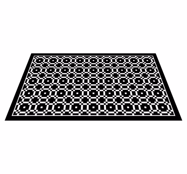 Black white little squares pattern tile vinyl rug - TenStickers
