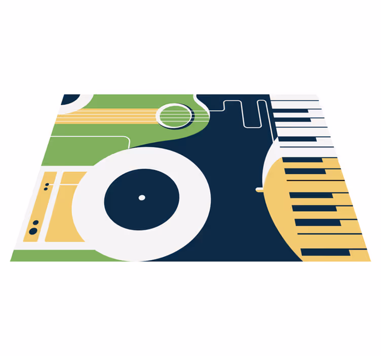 Musical instrument motif rectangular rug - TenStickers