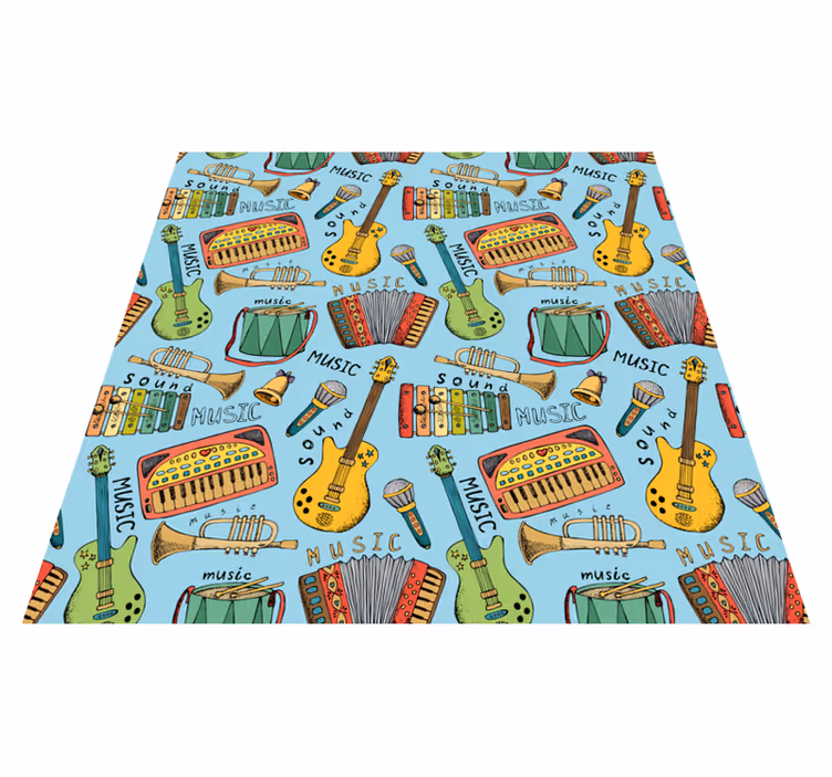 Kids rug with joyful musical instruments - TenStickers