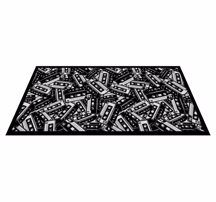 Retro Cassette Pattern teenage bedroom rug - TenStickers