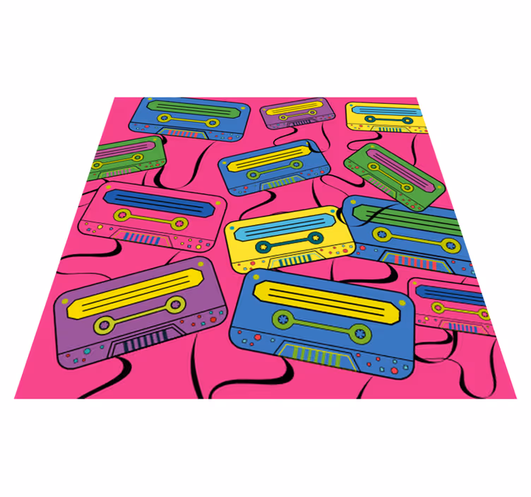 Vibrant Cassette Tapes teenage bedroom rug - TenStickers