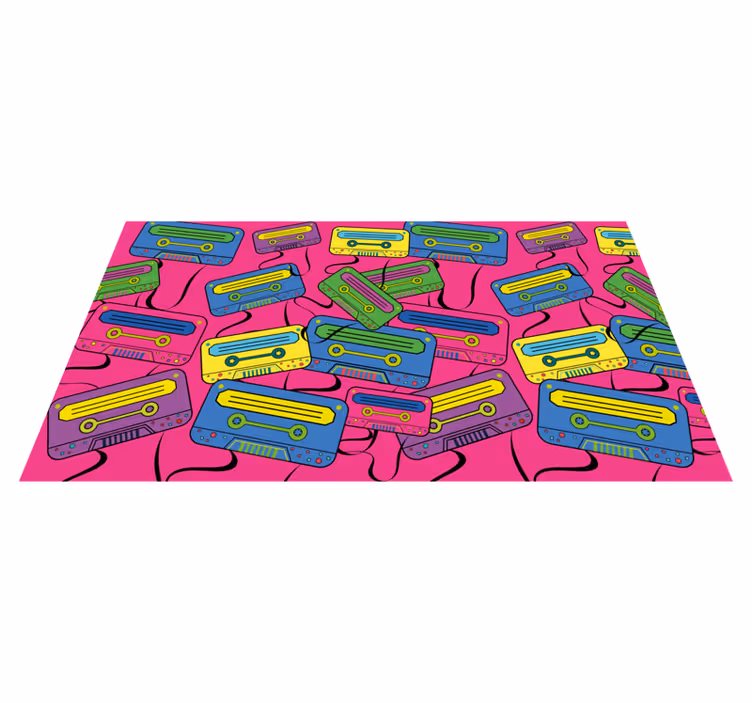 Vintage Cassette Motif teenage bedroom rug - TenStickers
