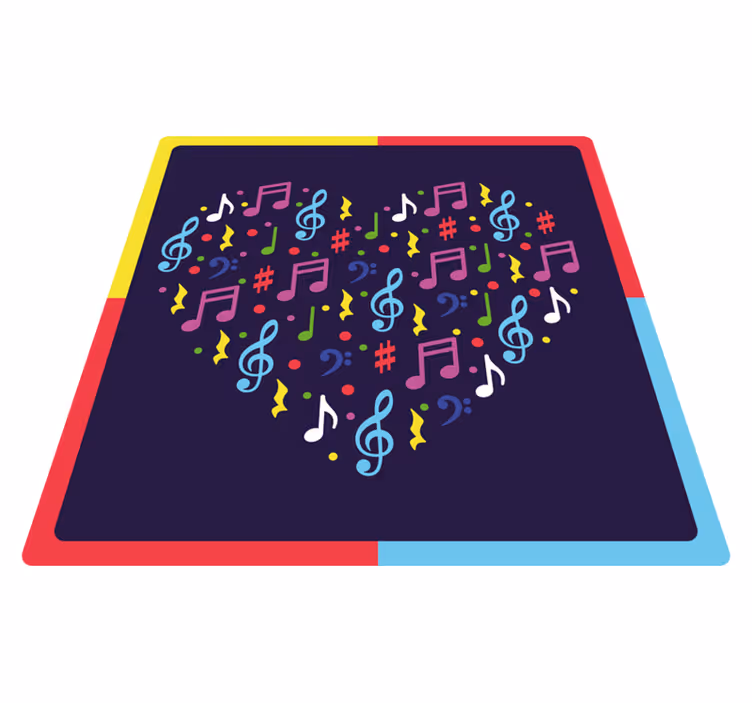 Musical Notes Heart teenage bedroom rug - TenStickers