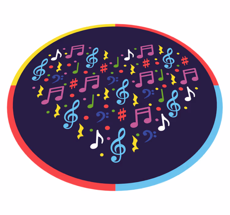 Musical Note Heart teenage bedroom rug - TenStickers