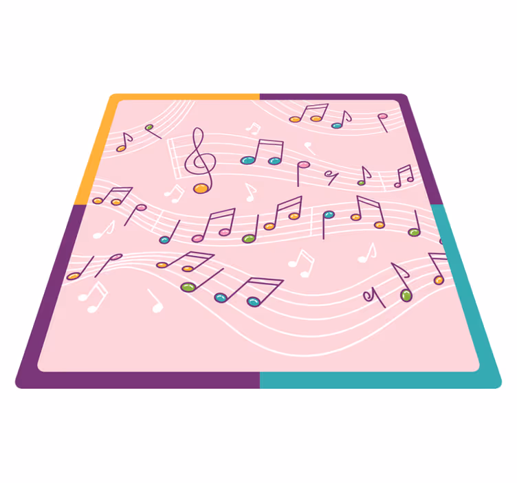 Melodic Notes Theme teenage bedroom rug - TenStickers