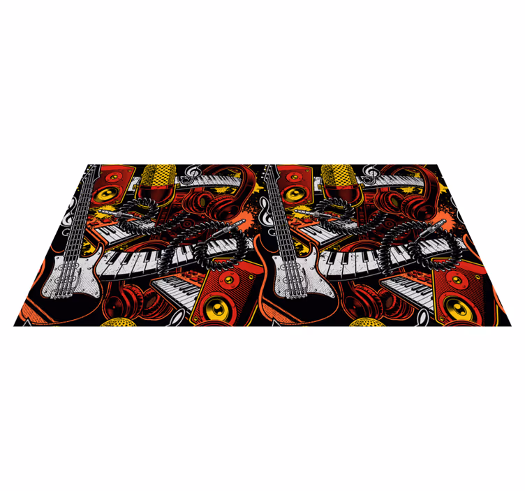 Cartoon musical instruments rectangular rug - TenStickers