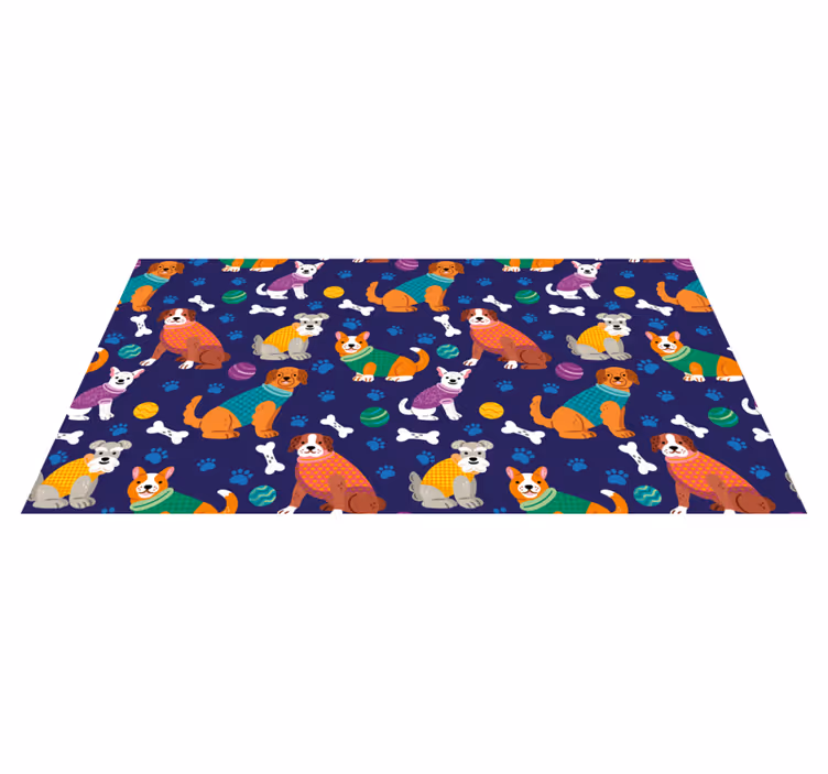Colorful dressed puppies kids rug - TenStickers