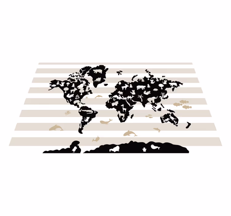 Animal Silhouettes map rug - TenStickers