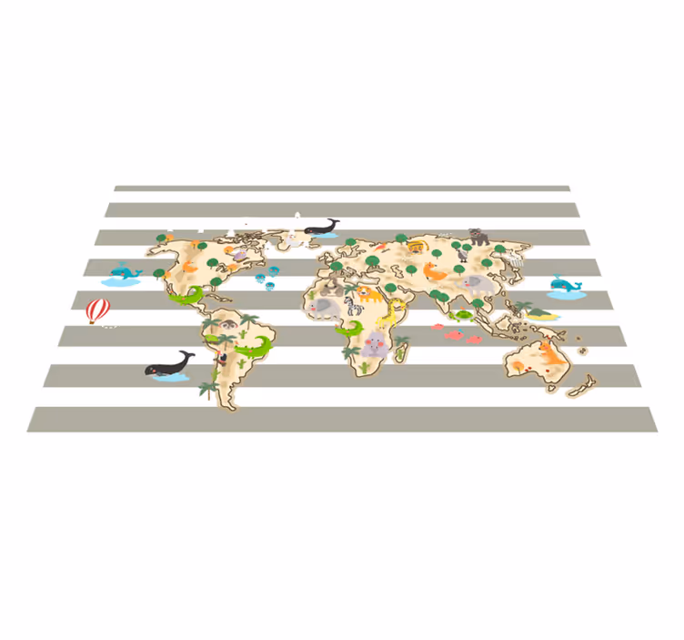 Colorful Animal Illustration map rug - TenStickers
