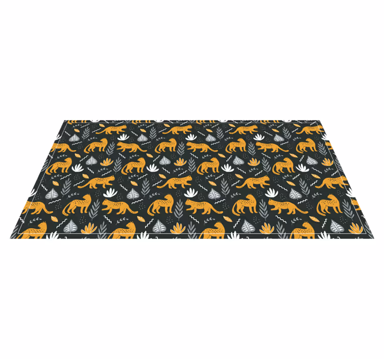 Leopard Pattern Leaves animal mat - TenStickers