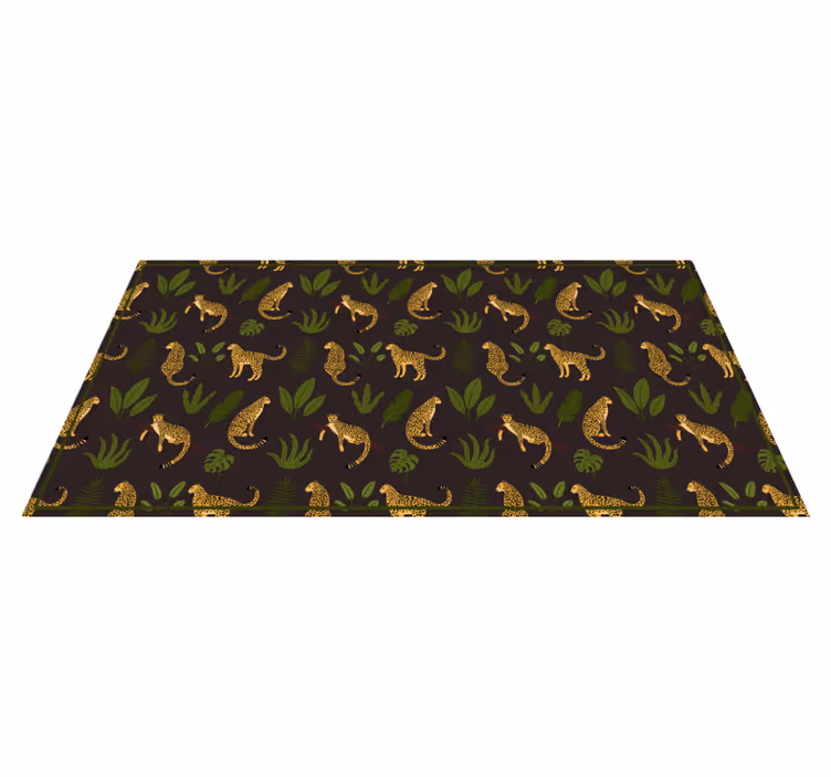 Leopard Leaf Pattern animal print rug - TenStickers