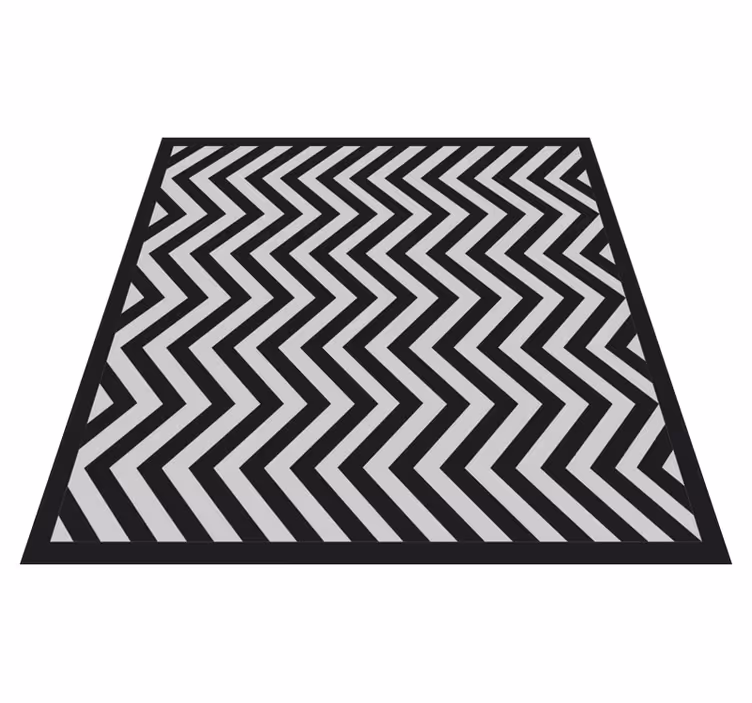 Black and grey zigzag geometric rug - TenStickers
