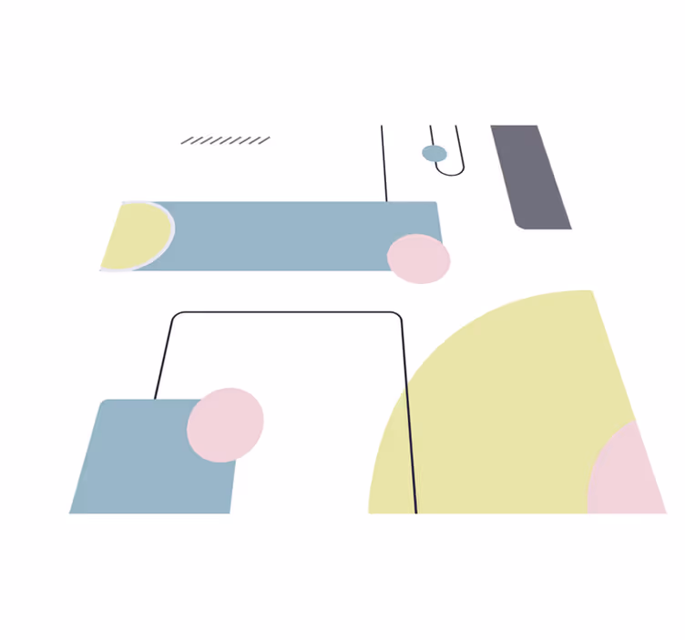 Minimalistic rug with abstract pastel shapes - TenStickers