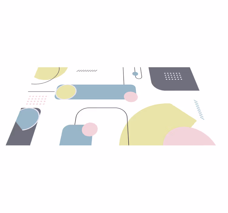 Geometric rug in soft pastel shapes - TenStickers