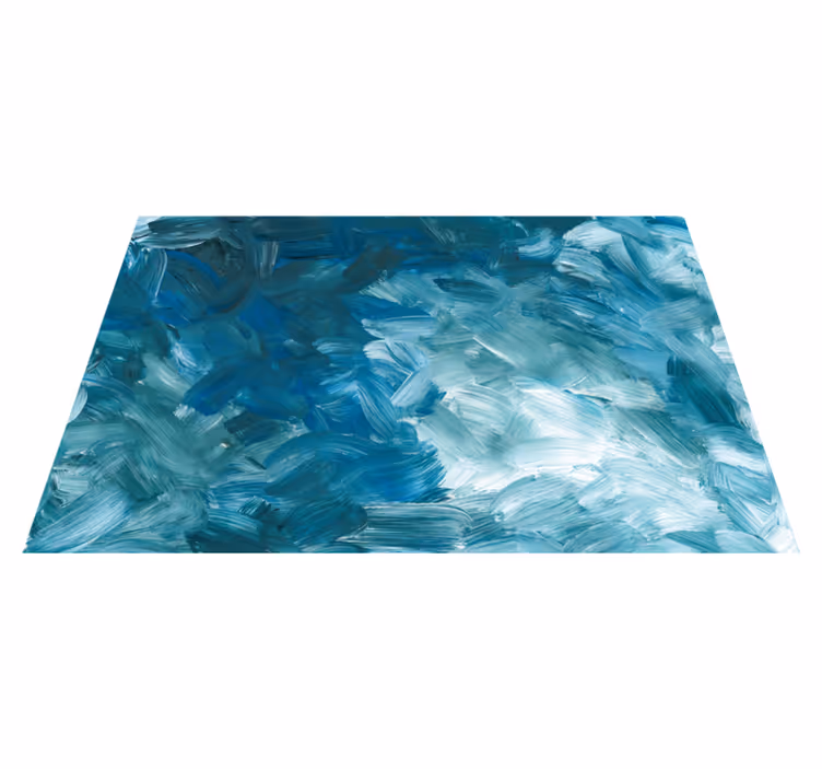 Blue abstract brush stroke rectangular rug - TenStickers