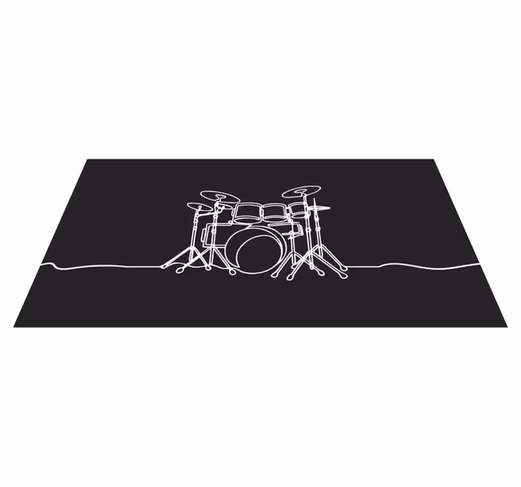 Drum Set Silhouette teenage bedroom rug - TenStickers