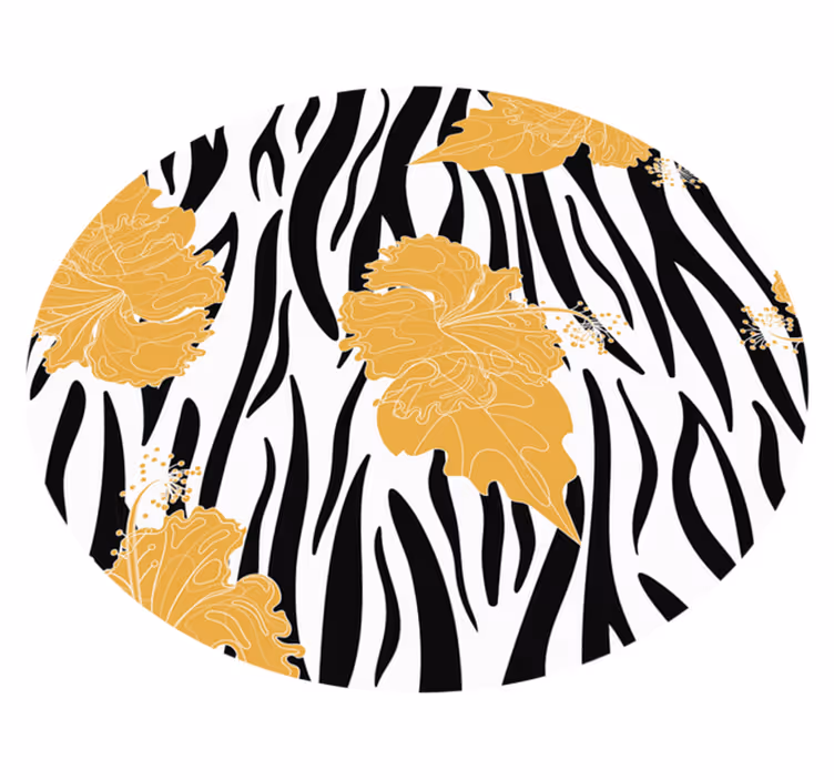 Floral Zebra Motif animal print rug - TenStickers