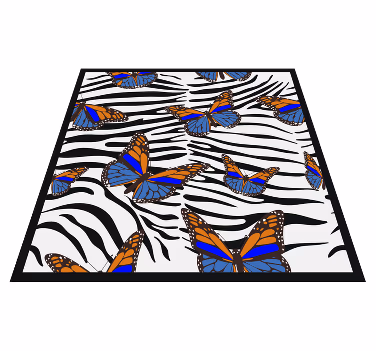 Butterfly Zebra Pattern animal print rug - TenStickers