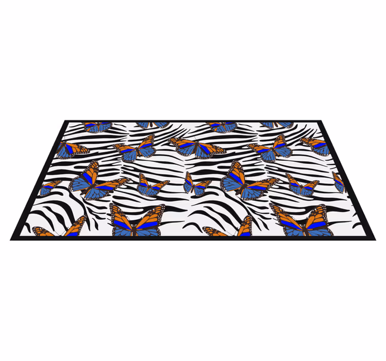 Butterflies on Zebra animal print rug - TenStickers