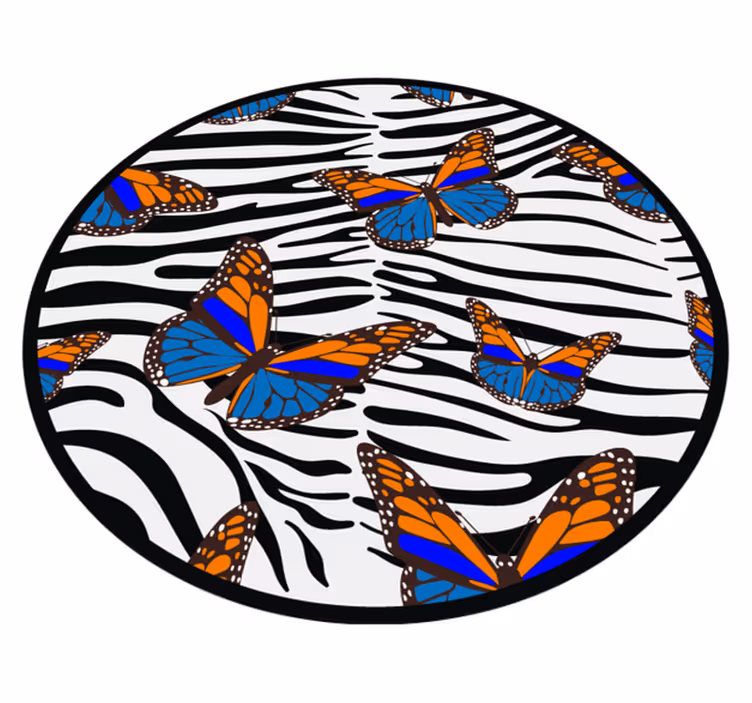 Butterfly Zebra Stripes animal print rug - TenStickers