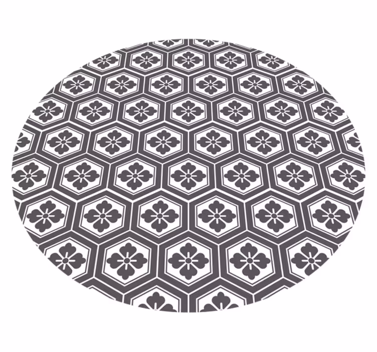 Circular rug with hexagonal floral design - TenStickers