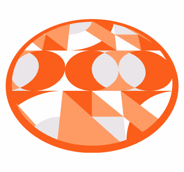 Orange retro patterns geometric rug - TenStickers