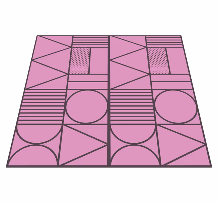 Pink shapes motif geometric rug - TenStickers