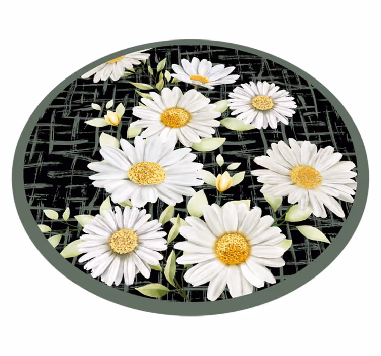 White Daisy Arrangement floral rug - TenStickers