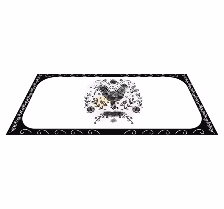 Charming Rooster Motif floral rug - TenStickers