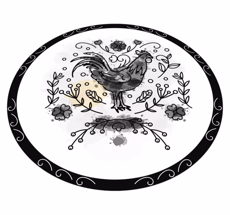 Black rooster sketch animal mat - TenStickers