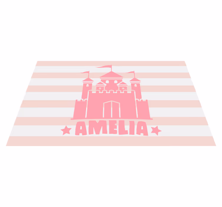 Monocolor castle and name personalised mat - TenStickers