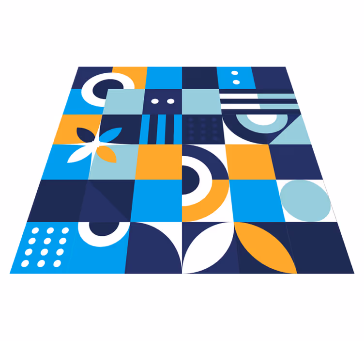 Blue geometric design ethnic rug - TenStickers