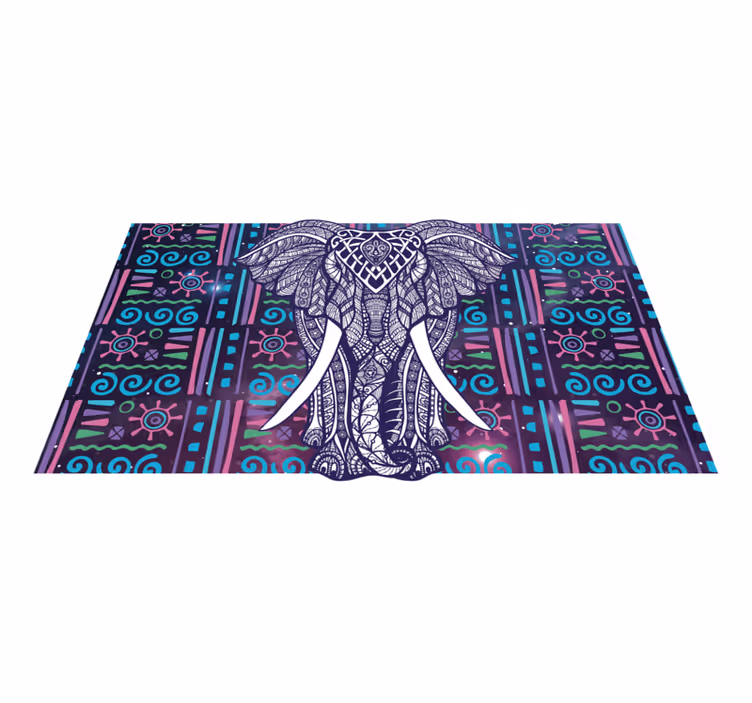 Intricate elephant pattern ethnic rug - TenStickers