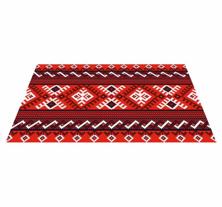 Red geometric patterns ethnic rug - TenStickers