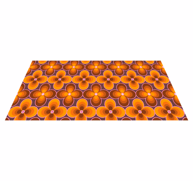 Flower retro groovy pattern rectangular rug - TenStickers