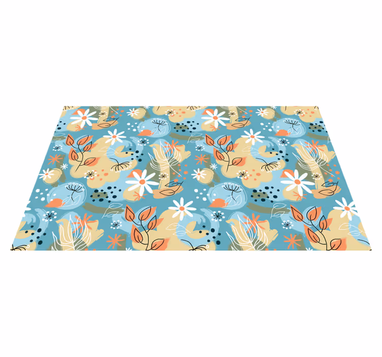 Floral rug with blooming abstract designs - TenStickers