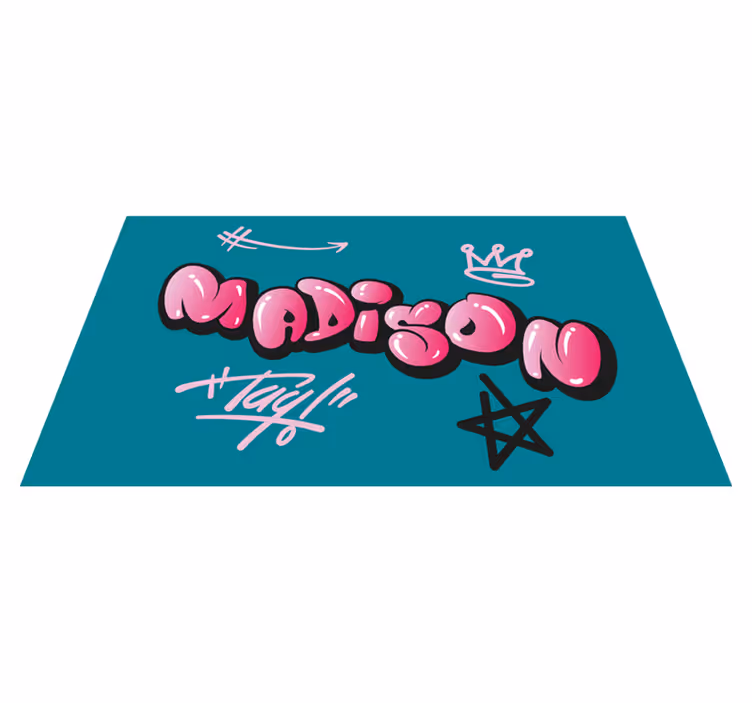 Pink graffiti with name teenage bedroom rug - TenStickers