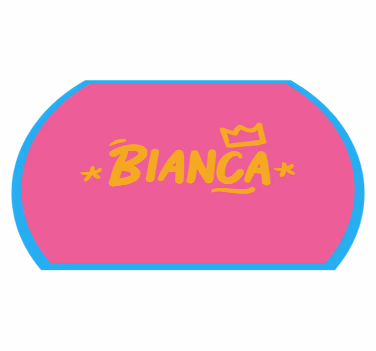 Blue bordered rug with name custom floor mat - TenStickers