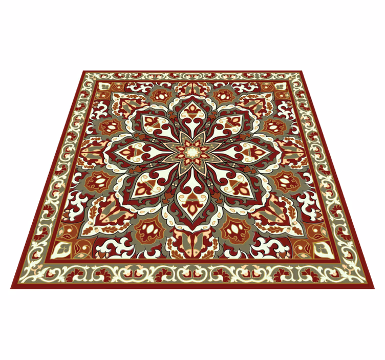Handcrafted floral ethnic design texture vinyl rug - TenStickers