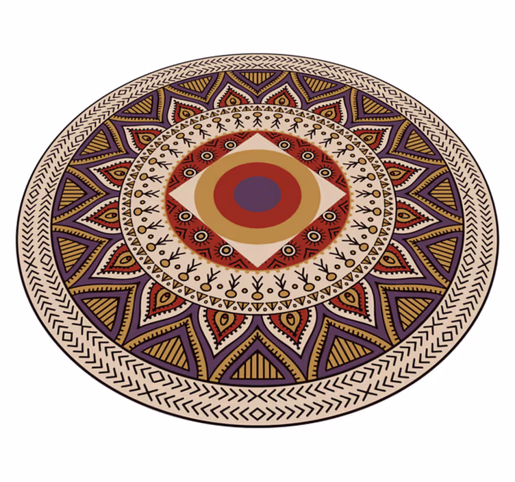 Vibrant Circular Pattern mandala rug - TenStickers