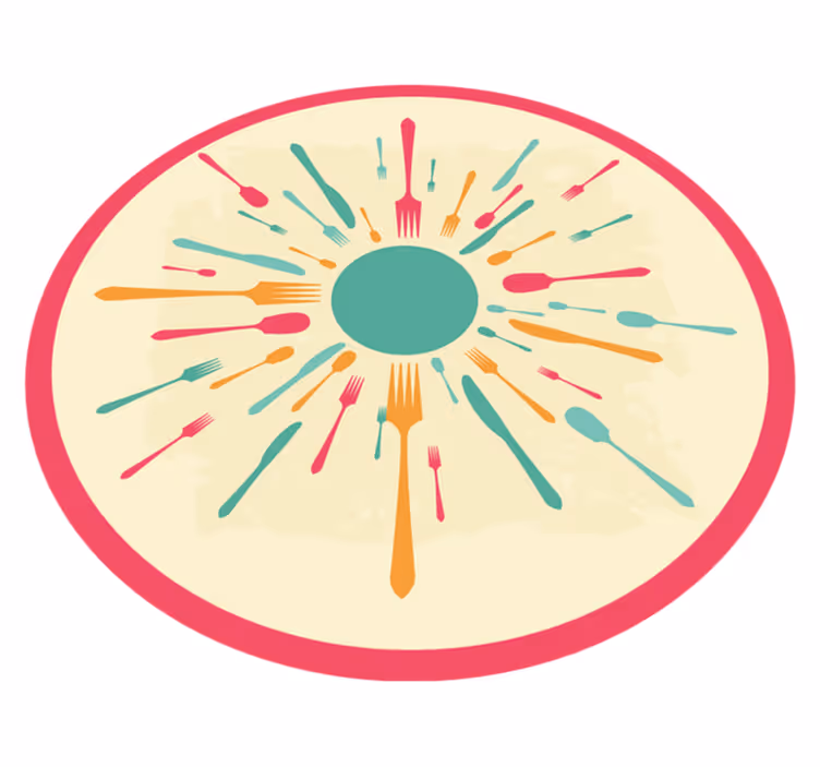 Colorful Cutlery Burst kitchen mat - TenStickers