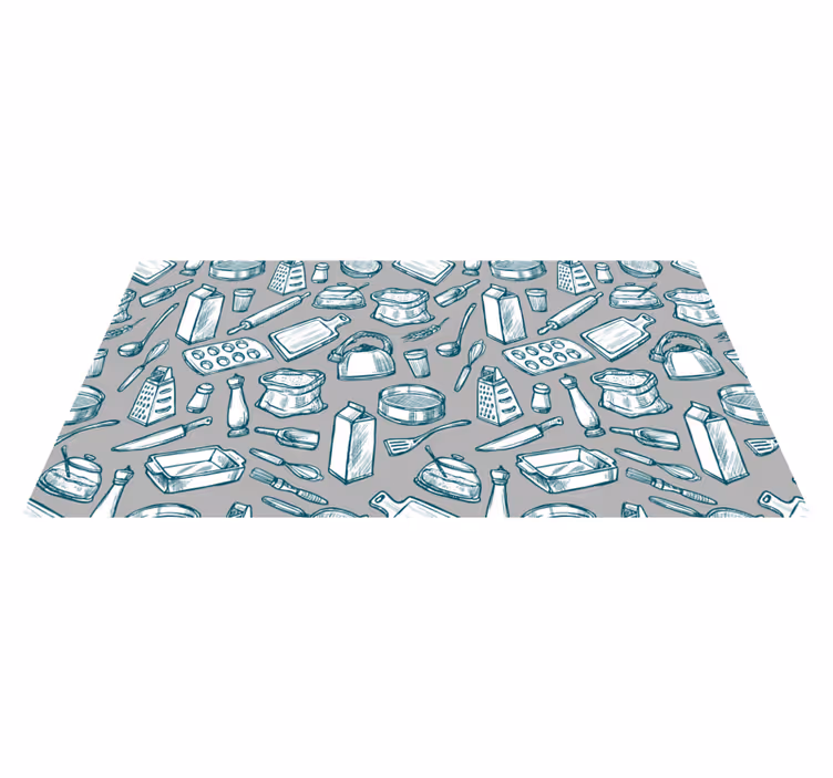 Cooking Utensils Pattern kitchen vinyl mat - TenStickers